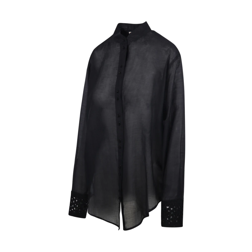 Forte Gehaakte Oversized Shirt Zwart Black Dames