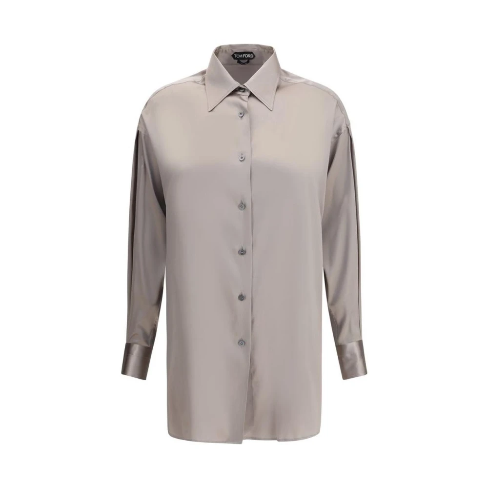 Tom Ford Women's Gray Silk Classic Shirt With Adjustable Cuffs - Shirts - M - Blouses & Shirts