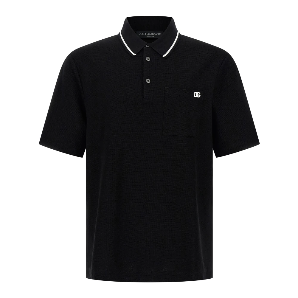 Dolce & Gabbana Men's Black Cotton Piqué Polo Shirt