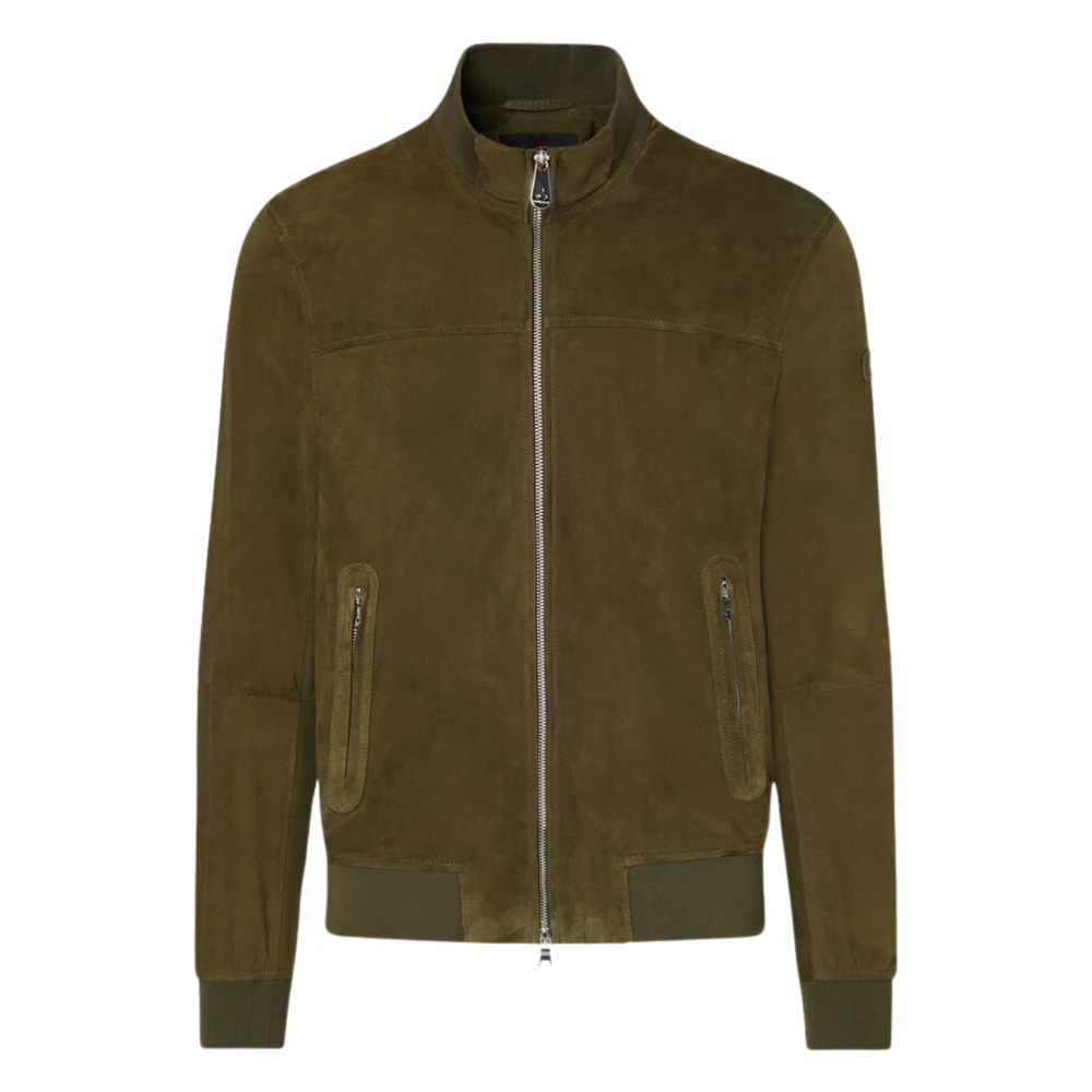 Peuterey Men's Green Bomber Jackets, L, Sands Suede Jacket