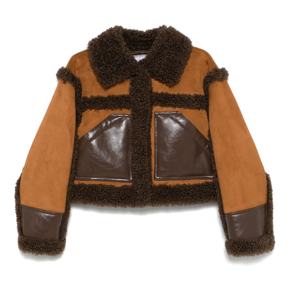 Stand Studio Bruine Faux Shearling Jas met Zakken Brown Dames