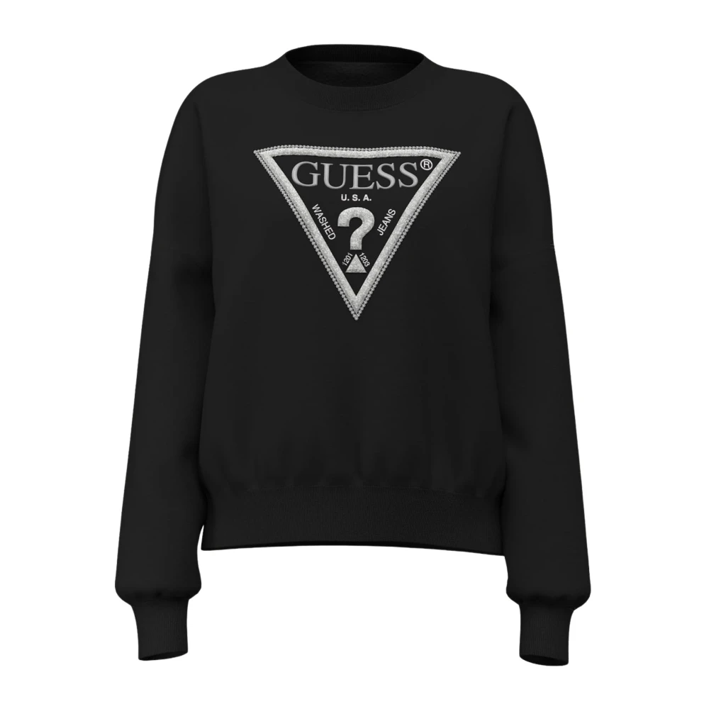 Guess Donna Noir Felpa Da Triangle Glitter - Immagine 3