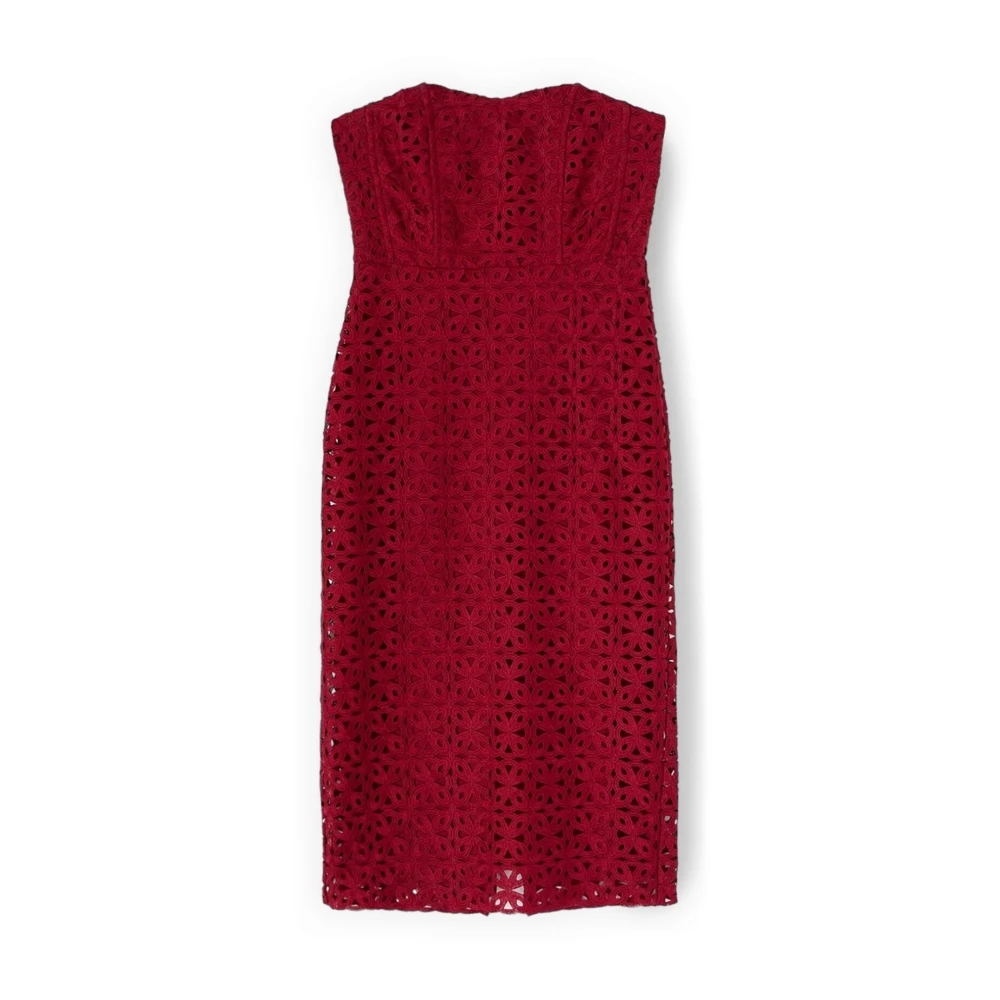 Motivi Donna Rosso - Vestito Tubino In Pizzo Macramé - Dresses - L