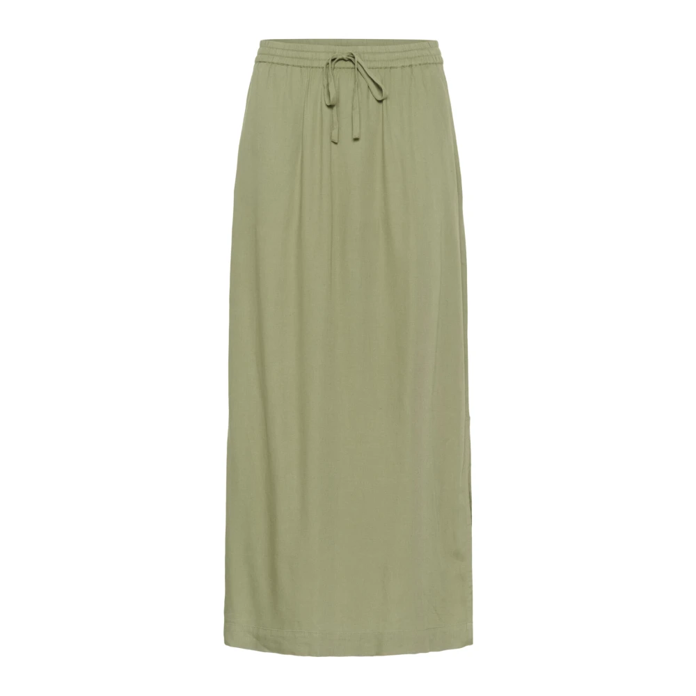 Kaffe Groene Rok met Elastische Taille en Zijdelingse Split Green Dames