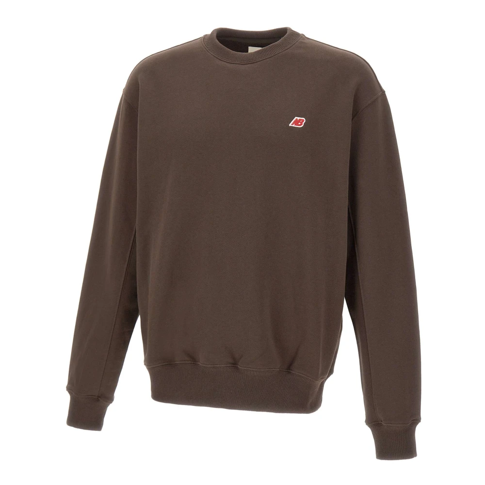 New Balance Brown Sweatshirts, Male, Xs, Made In Usa Core Crewneck Sweatshirt