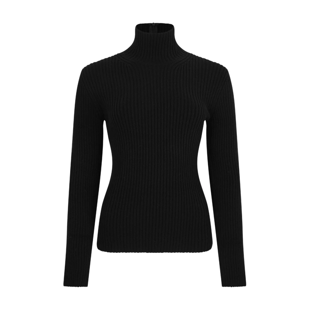 Max Mara Women's Black Wool And Cashmere Ribbed Turtleneck