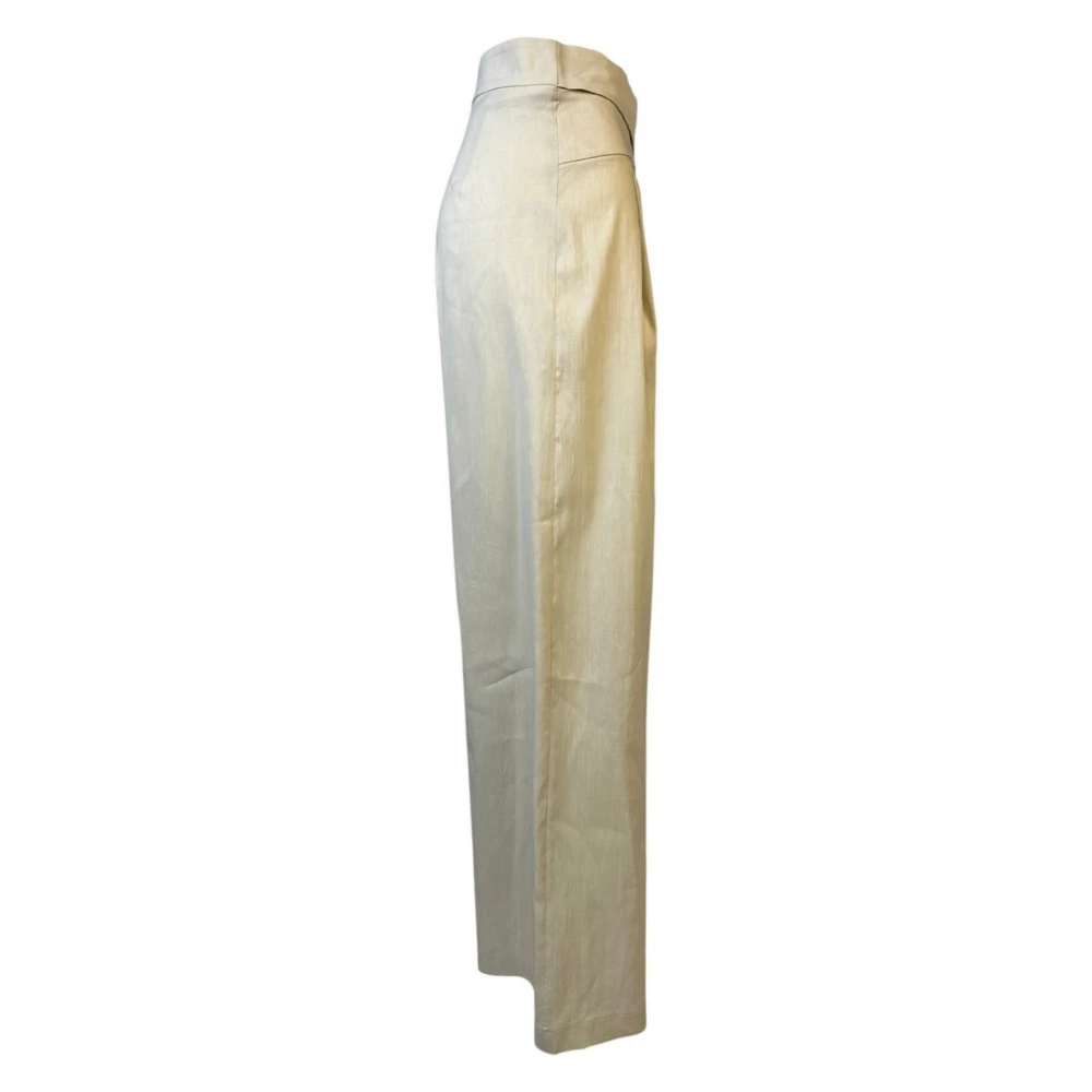 D.Exterior Linnen Broek in Palazzo Stijl Beige Dames