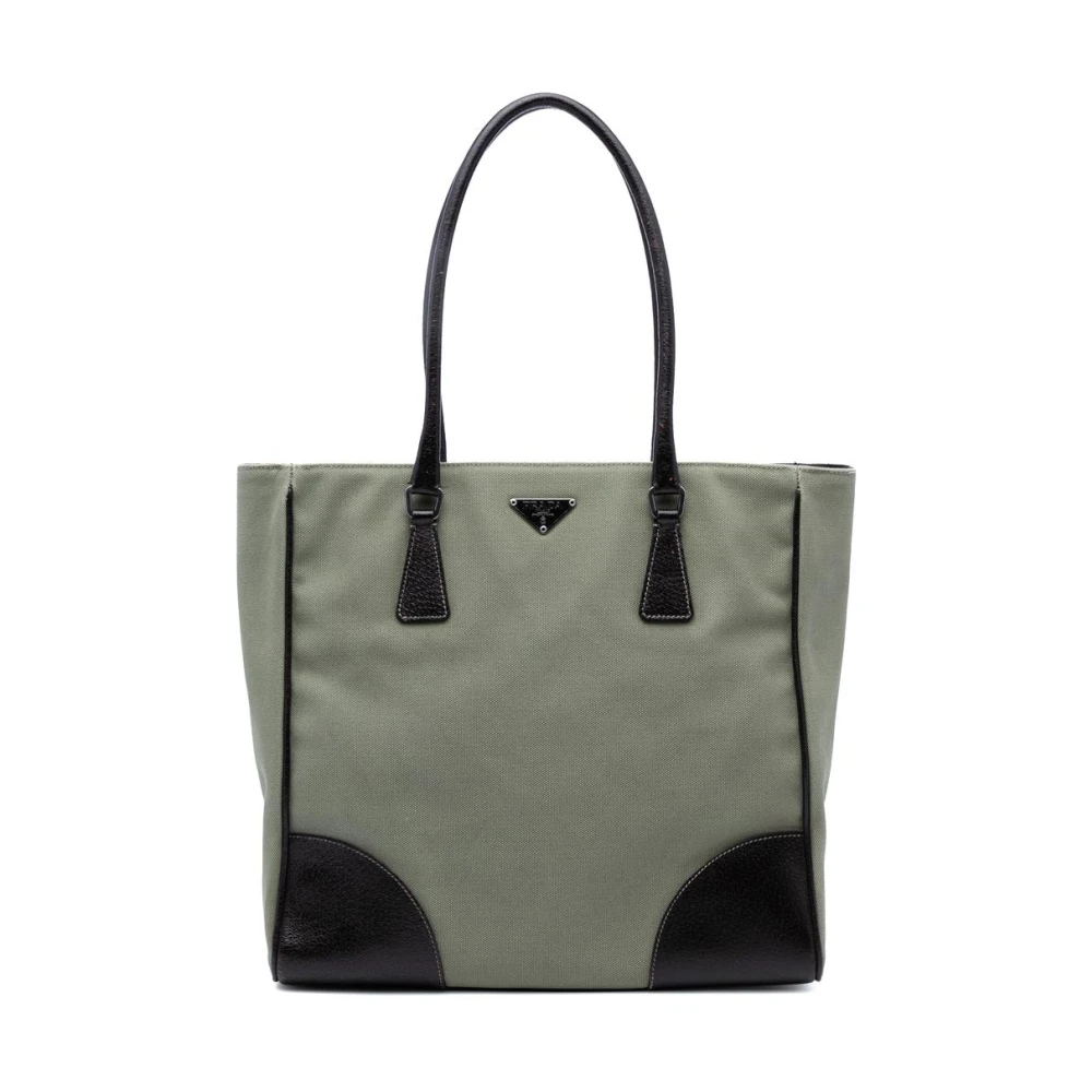 Prada Vintage Women's Gray Pre-Owned Canvas Tote Bag