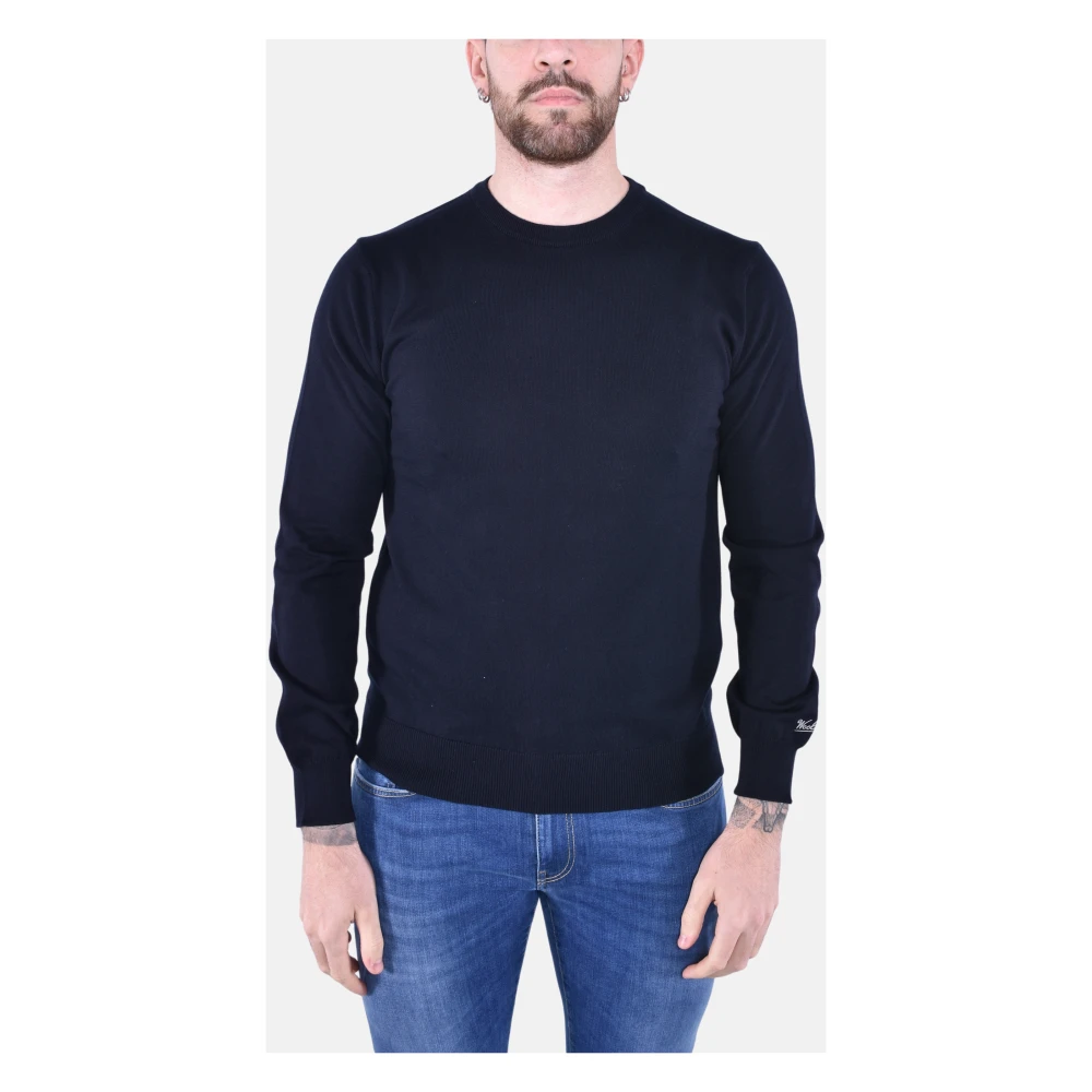 Woolrich Katoenen Crewneck Jersey Logo Sweater Blue Heren