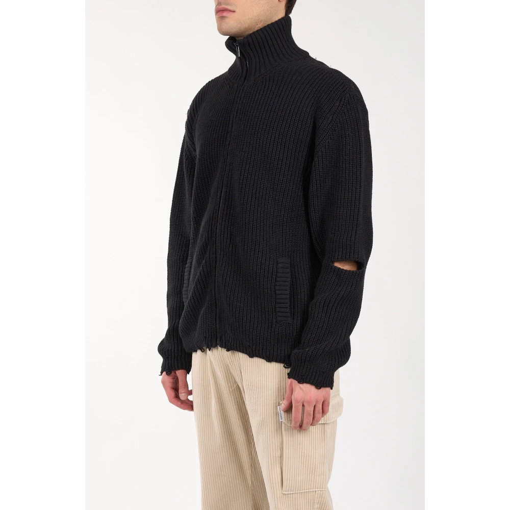 A Paper Kid Cardigan met rits van katoen Black Heren