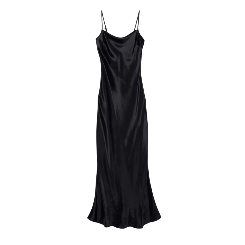 Aeron Zwarte Maxi Jurk met Open Rug Black Dames