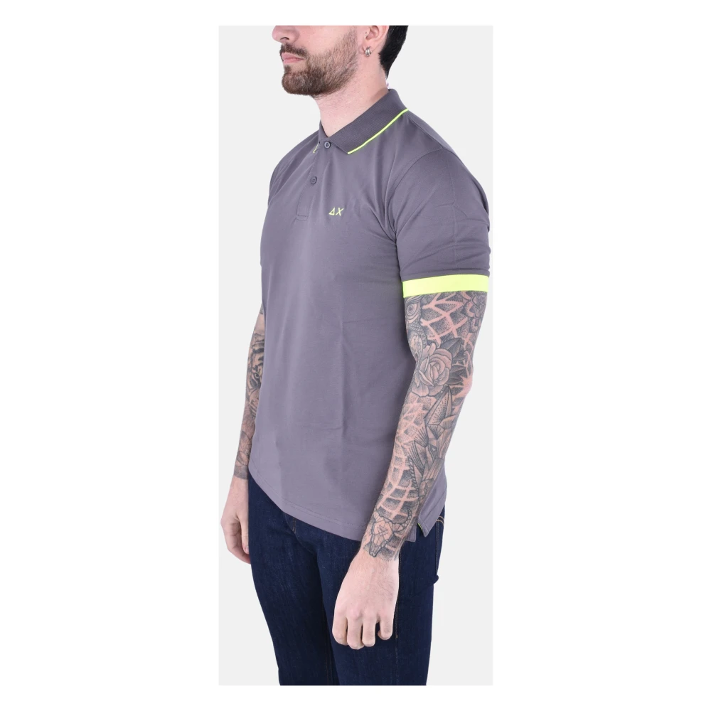 Sun68 Moderne Gestreept Poloshirt Korte Mouwen Gray Heren