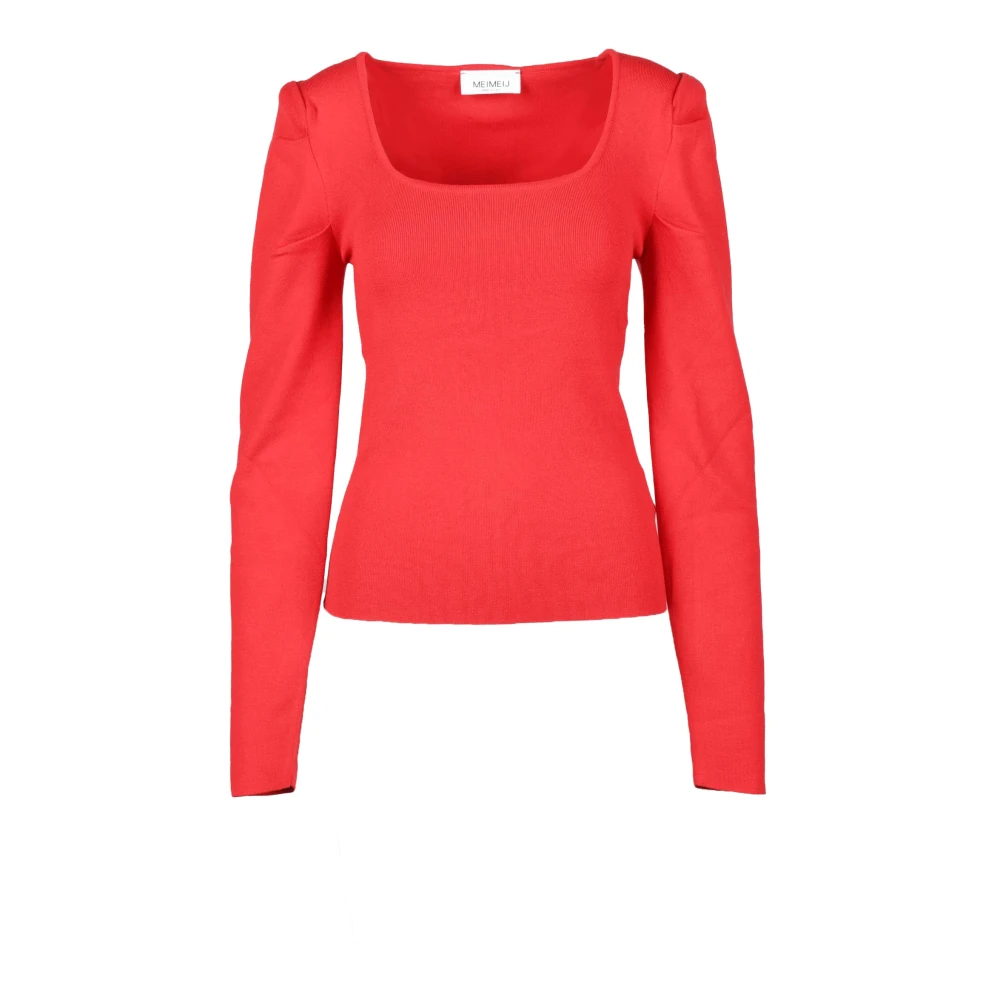 MeiMeiJ Elegante Viscose Polyester Gebreide Top Red Dames