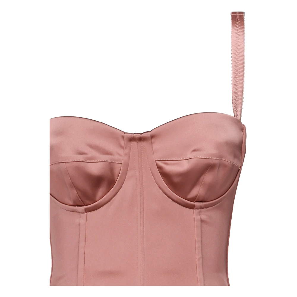 Dolce & Gabbana Roze Satijnen Bustier Jurk Pink Dames