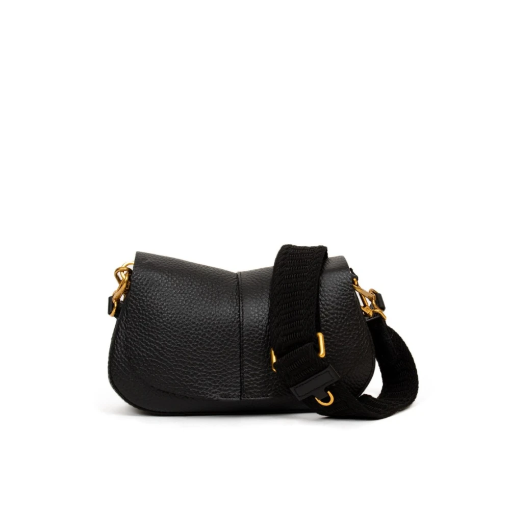 Gianni Chiarini Maxi Grain Leather Crossbody Tas Black Dames
