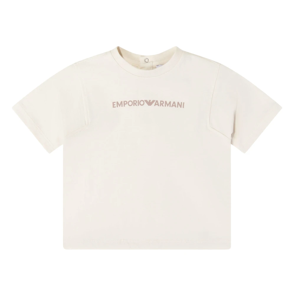 Emporio Armani , Kids Short Sleeve T-Shirts, Male, Beige, 18 M | 86 Cm, Logo T-Shirt