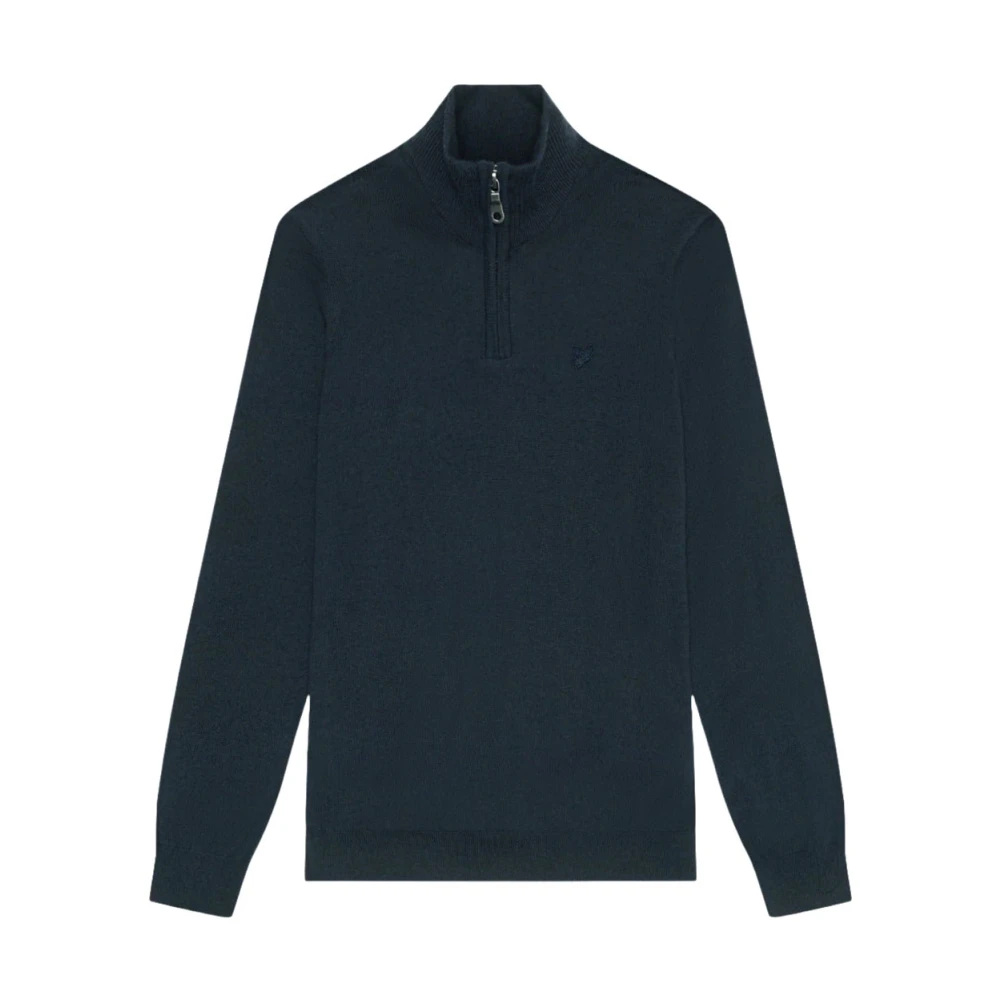 Lyle & Scott Blauwe Merino Quarter Zip Sweater Blue Heren
