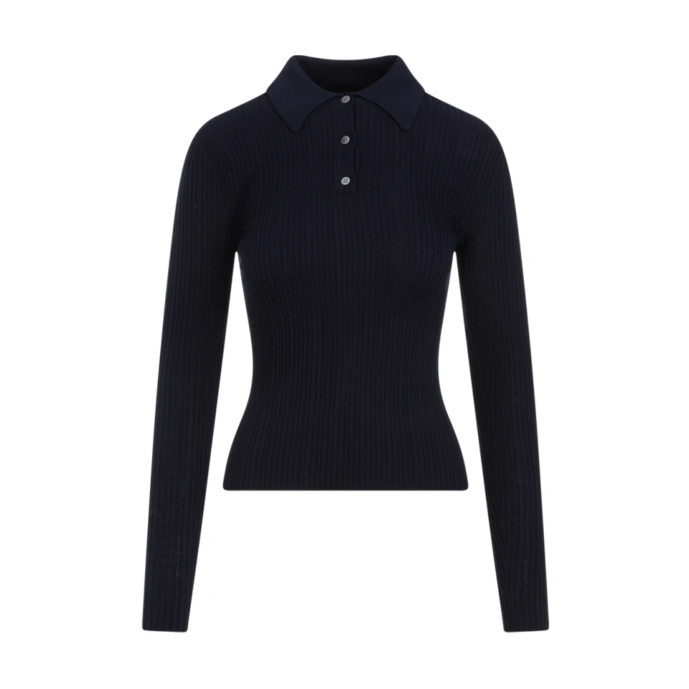 Theory Geribbeld Donkerblauw Poloshirt Blue Dames
