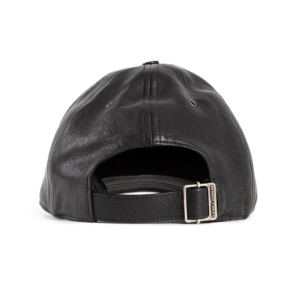 Saint Laurent Cassandre Leren Cap Black Dames