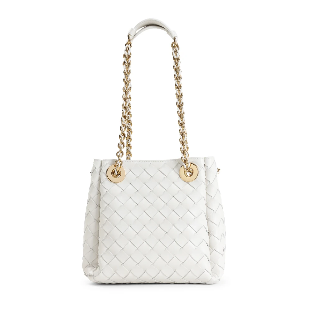 Bottega Veneta Parachute Schoudertas in Krijt Messing White Dames
