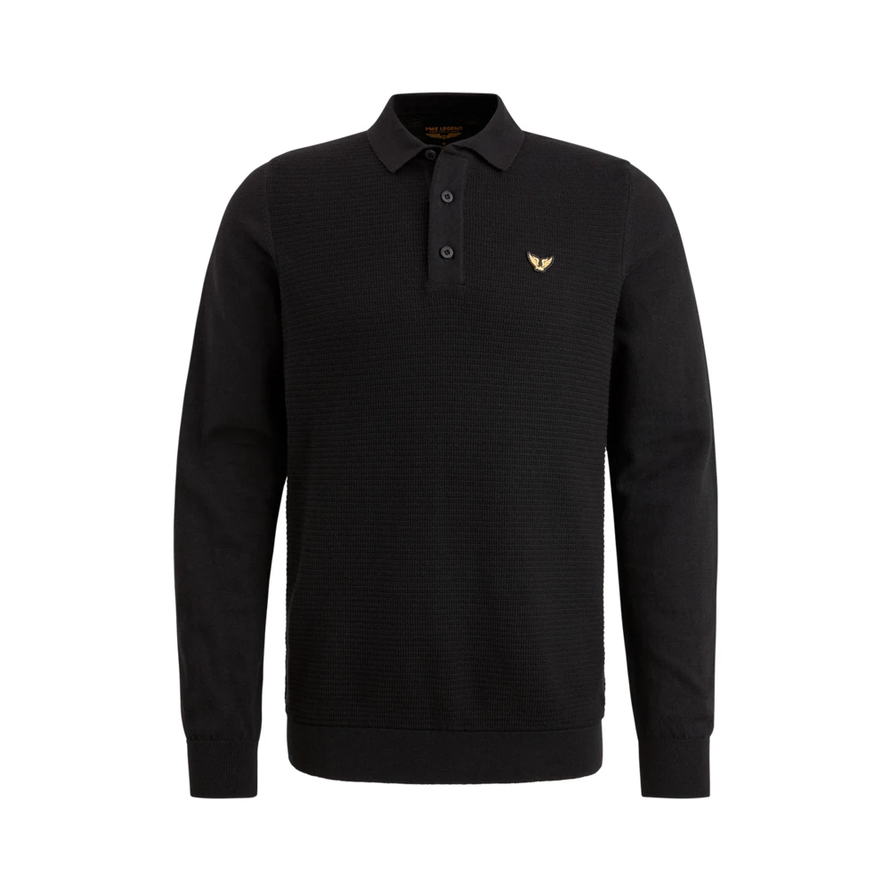 PME Legend Klassieke polo met lange mouwen van katoen Black Heren