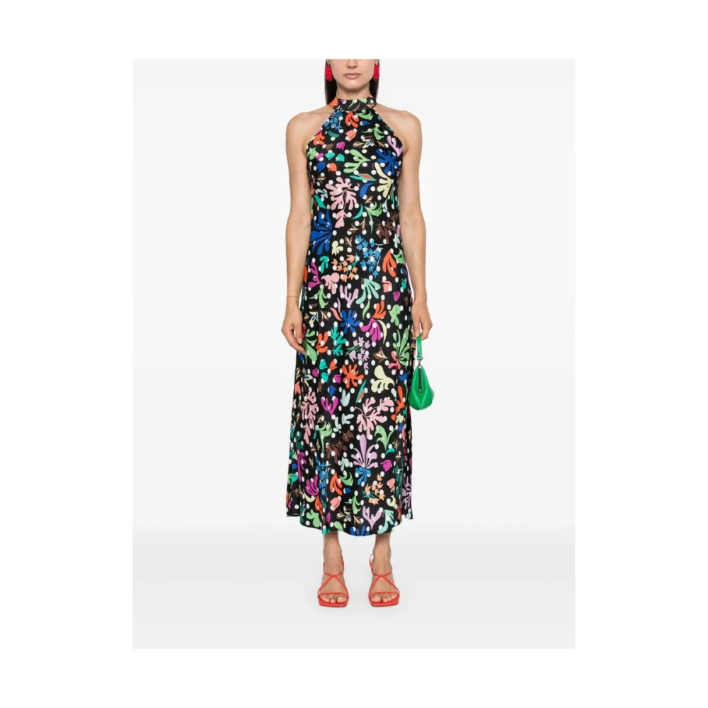 Rixo Polka Dot Bloemen Halternek Jurk Multicolor Dames