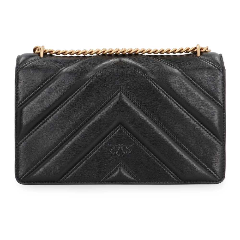 pinko Gewatteerde leren crossbody tas met Love Birds gesp Black Dames