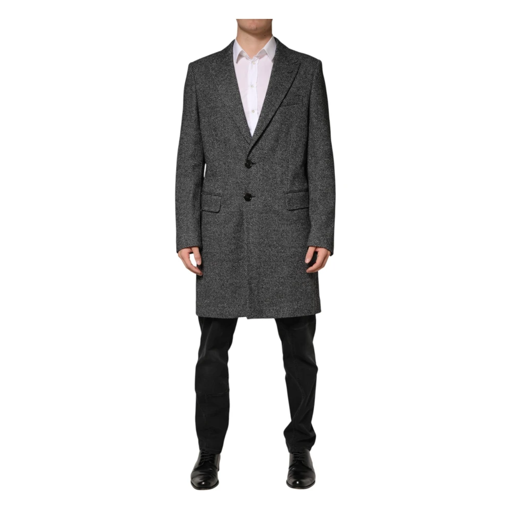 Dolce & Gabbana Gray Wool Blend Long Trench Coat Men Jacket - IT52 | XL - Image 2