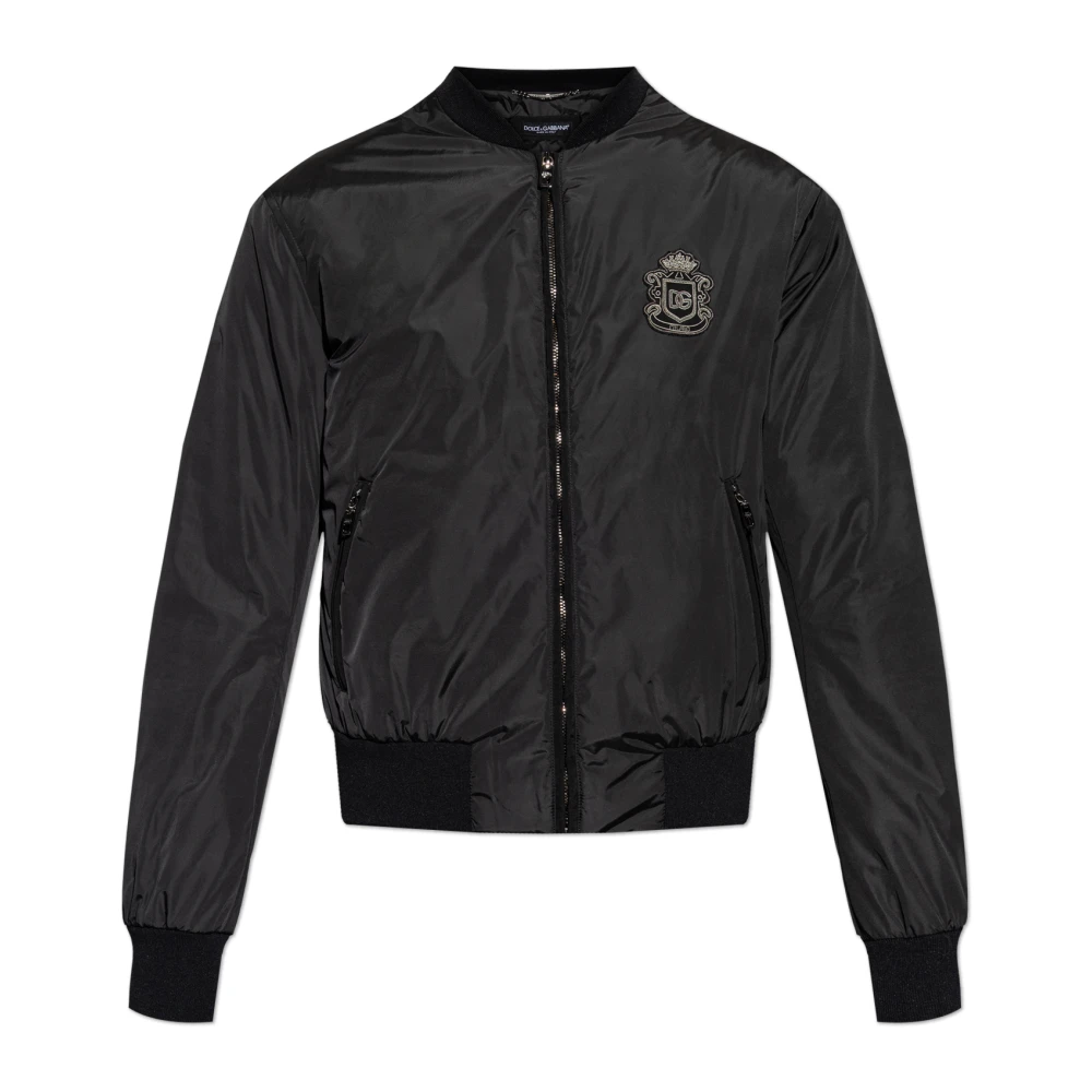 Dolce & Gabbana Men's Black Bomber Jackets, 2XL, Jacket With Patch