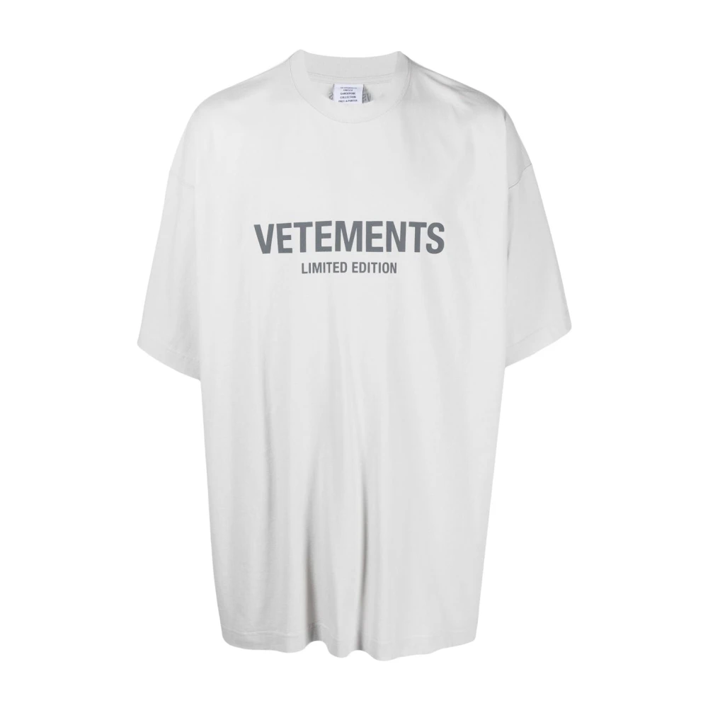 Vetements Grijze Logo Print T-shirt Gray Heren
