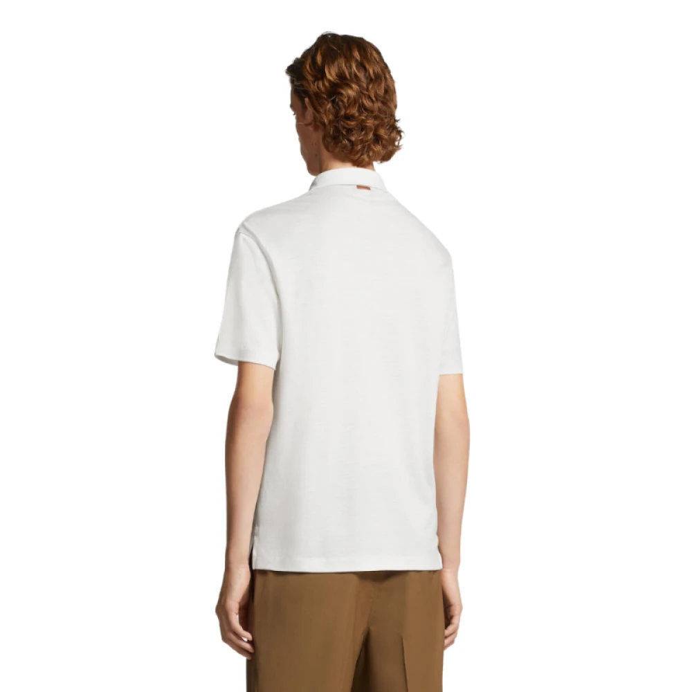 Ermenegildo Zegna Witte Linnen Korte Mouw Polo White Heren