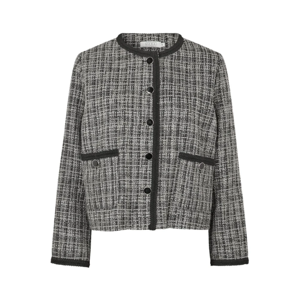 Masai Elegante Bouclé Jas voor Dames Gray Dames