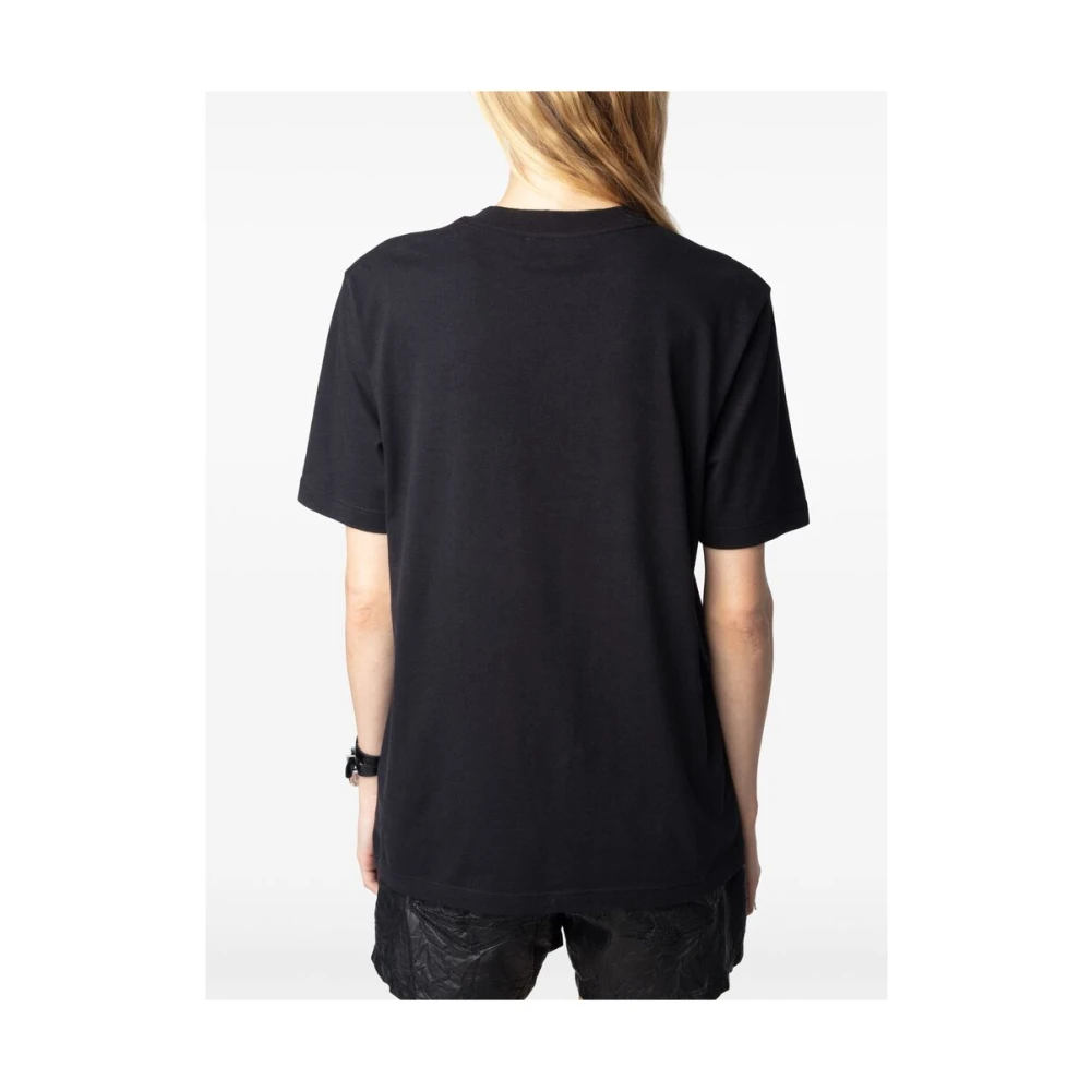 Zadig & Voltaire Zwart Crew Neck Korte Mouwen T-shirt Black Dames