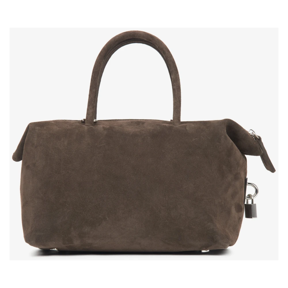 Estro Donkerbruine Satchel Handtas voor Vrouwen gemaakt van Premium Italiaans Echt Velours Brown Dames