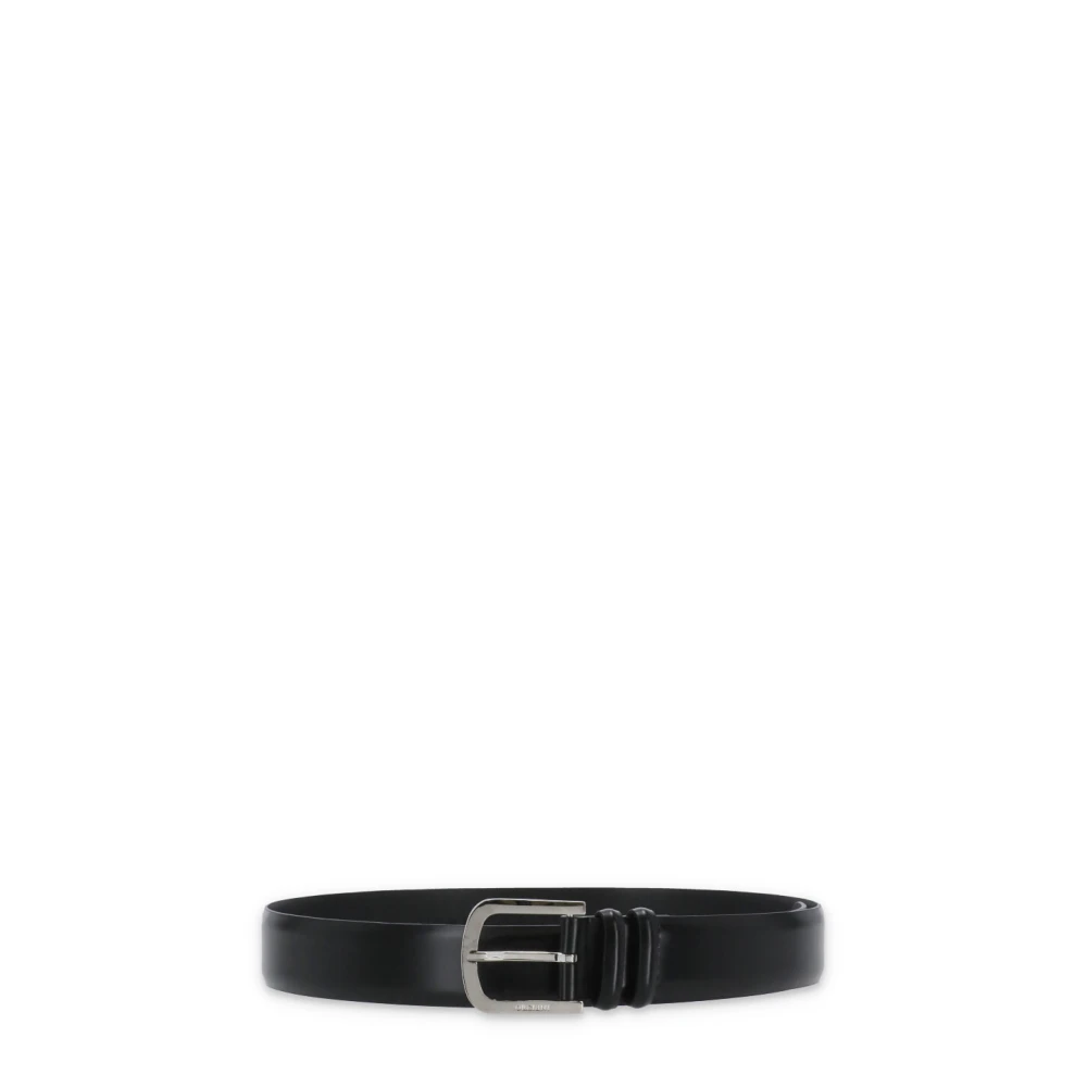 Orciani Zwart gladleren riem met logo Black Heren