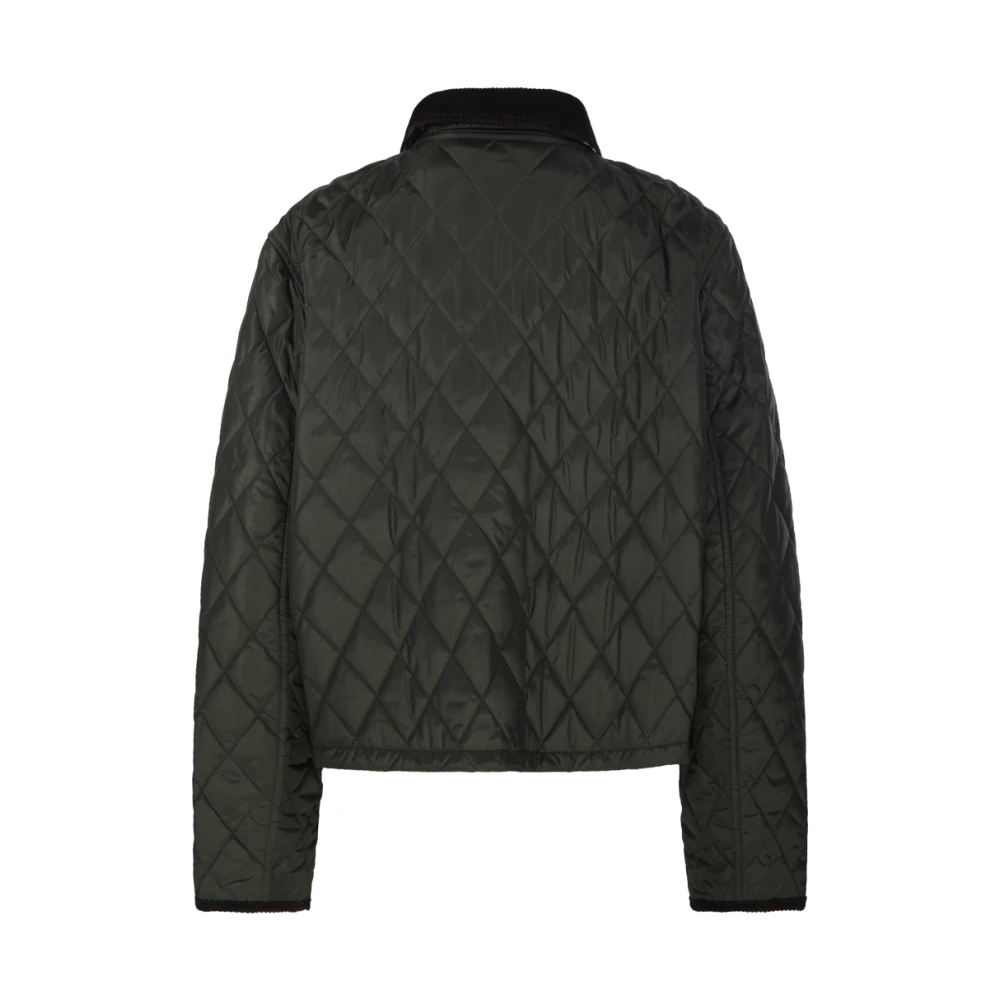 Burberry Gewatteerde jas in Shale Brush Check Green Dames