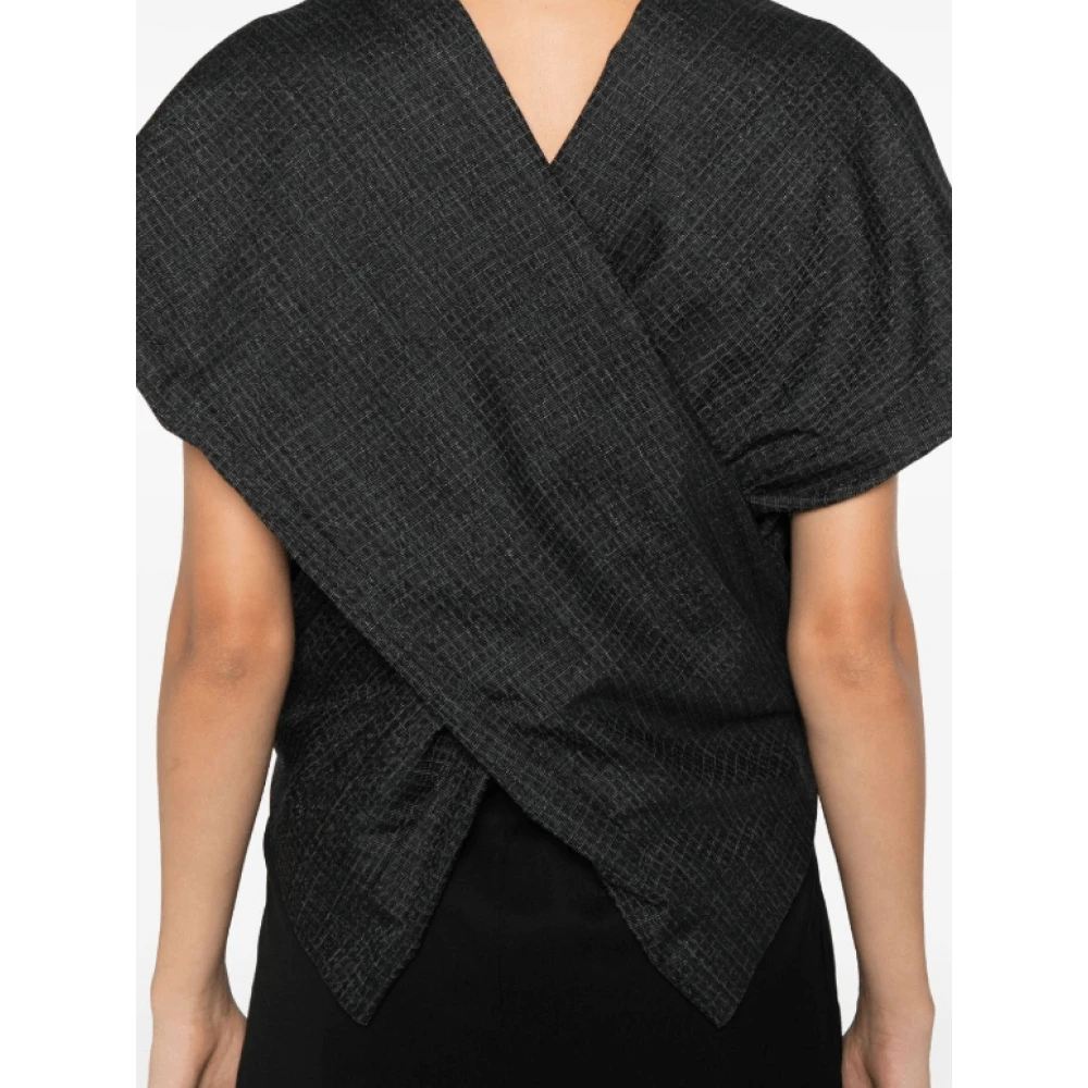 Balenciaga Zwart Wol Ruitpatroon Maatwerk Broek Black Dames
