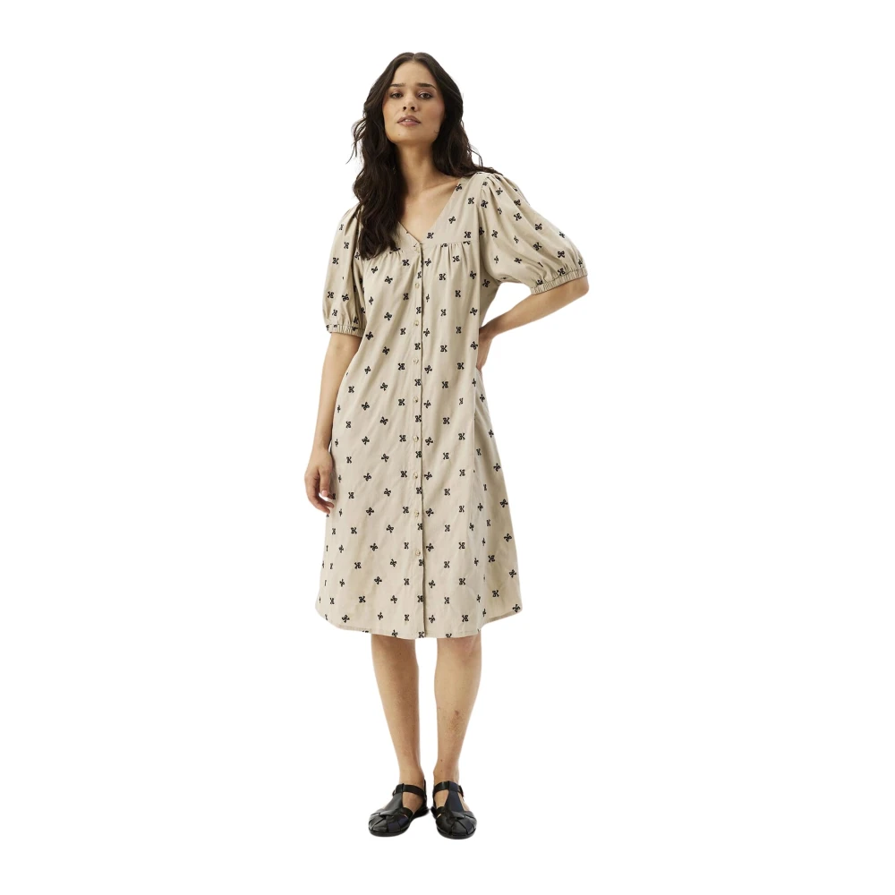 IN Front Elegante Jurk met Pofmouwen en Strikdetail Multicolor Dames