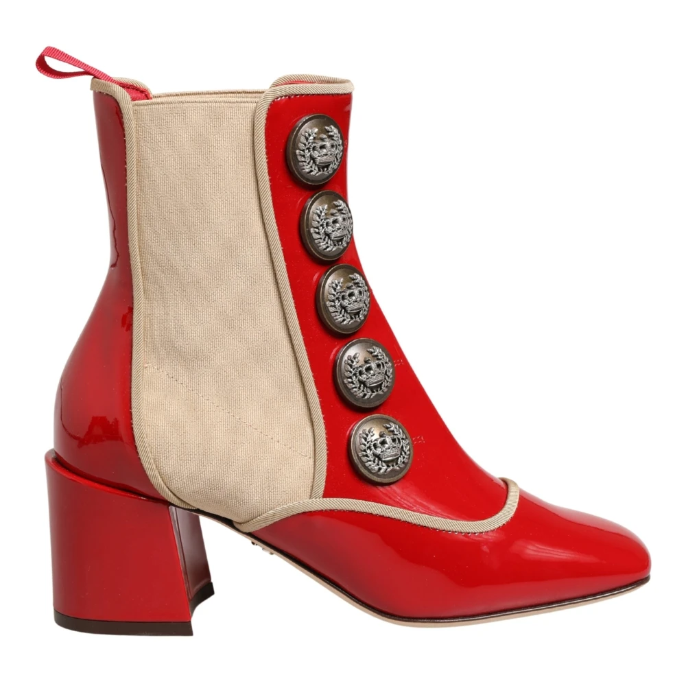 Dolce & Gabbana Women's Red Heeled Boots, 2 Uk, Short Boots