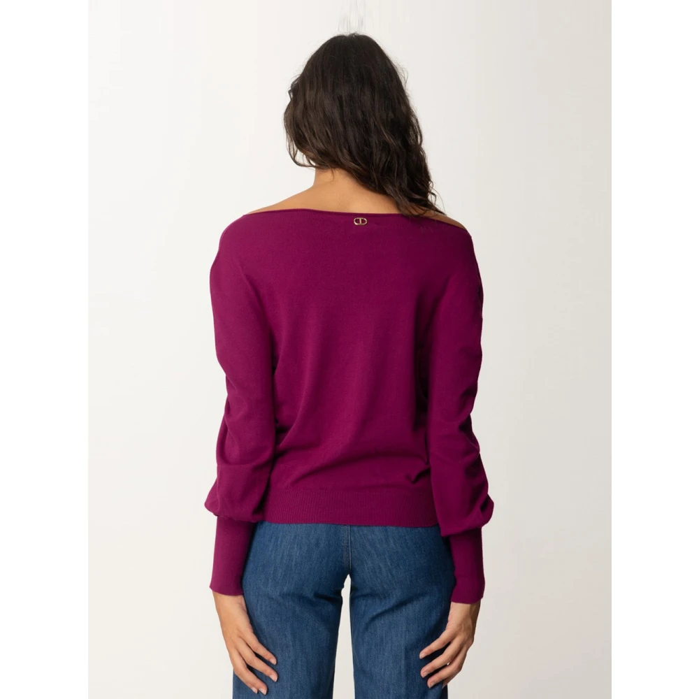 Twinset Rood Pruim Sweater Box Hals Boot Purple Dames