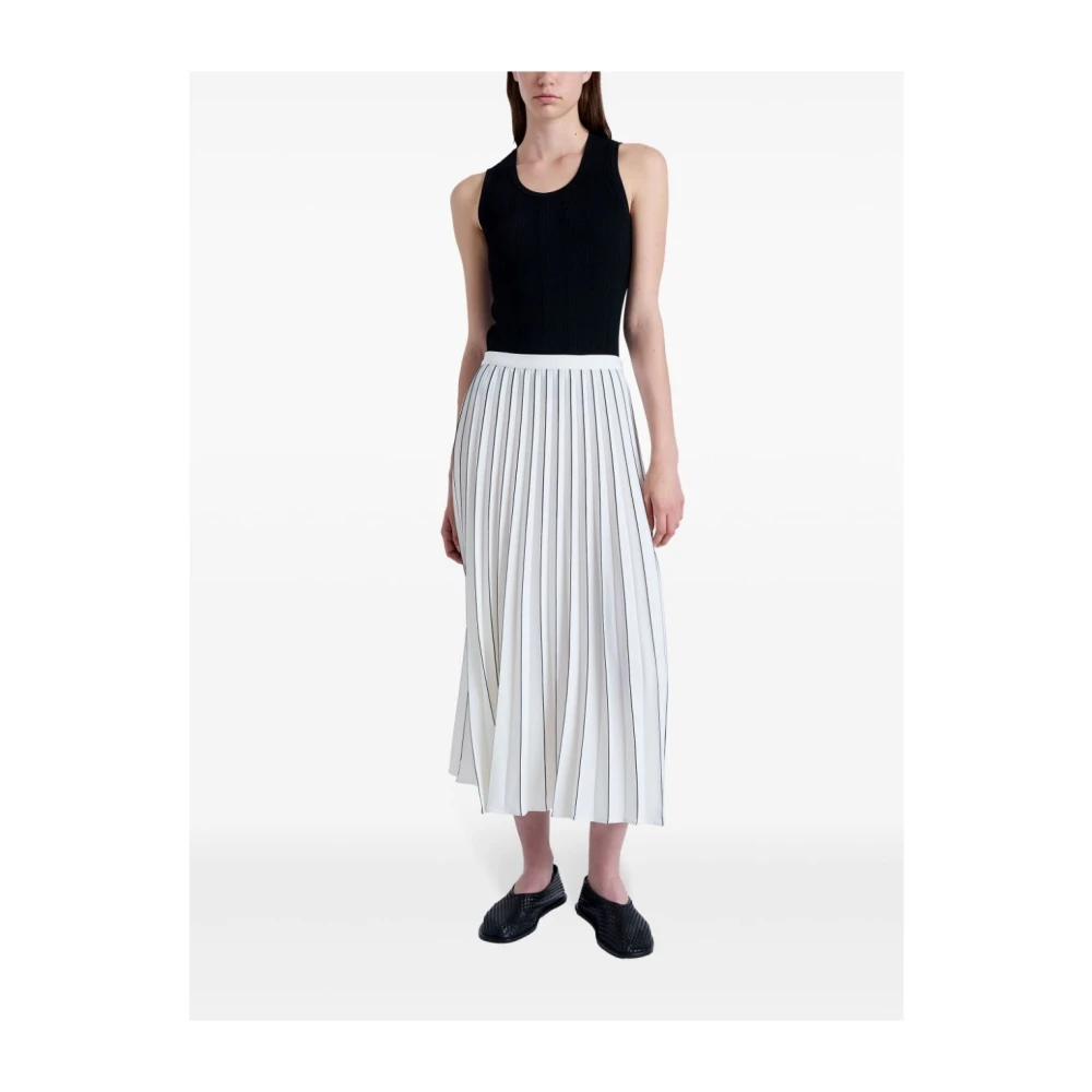 Proenza Schouler Geplooide Midi Rok met Contrasterende Strepen White Dames