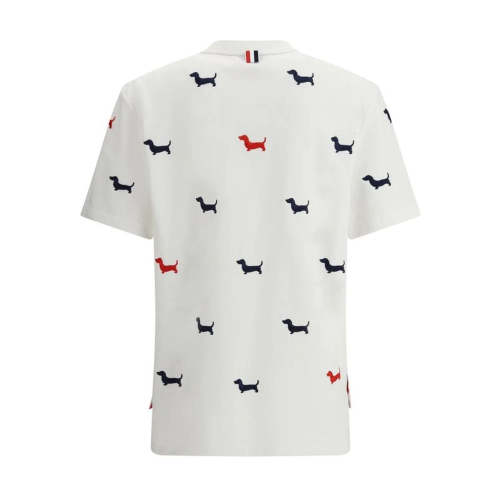 Thom Browne Geborduurde Teckels Katoenen T-shirt White Heren