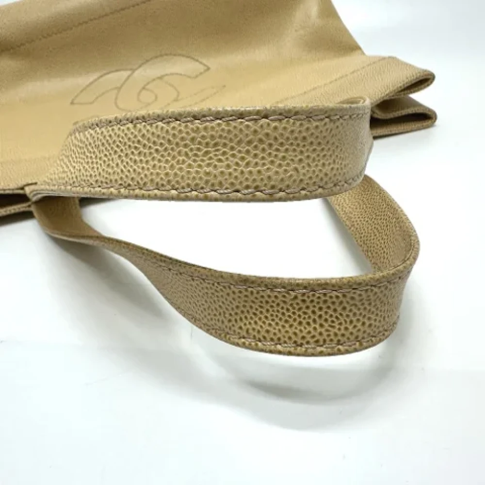 Chanel Vintage Pre-owned Leather totes Beige Dames
