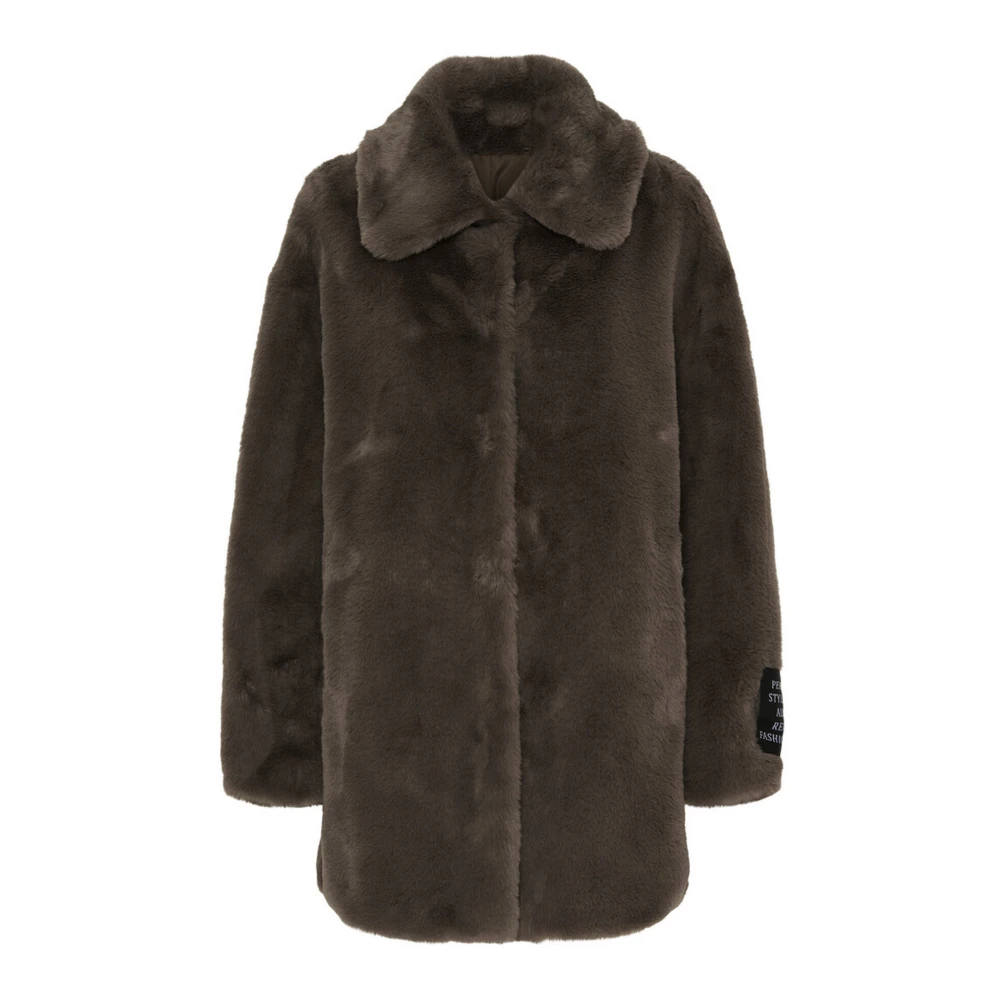 Btfcph Taupe Fake Fur Coat Trendig Jacka Brown, Dam