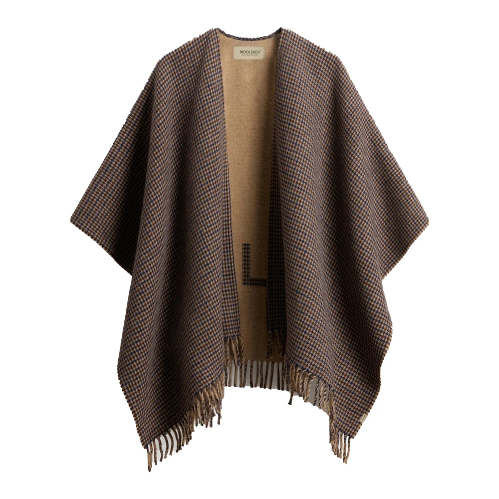Woolrich Dubbelzijdige Cape met Franjes Brown Dames