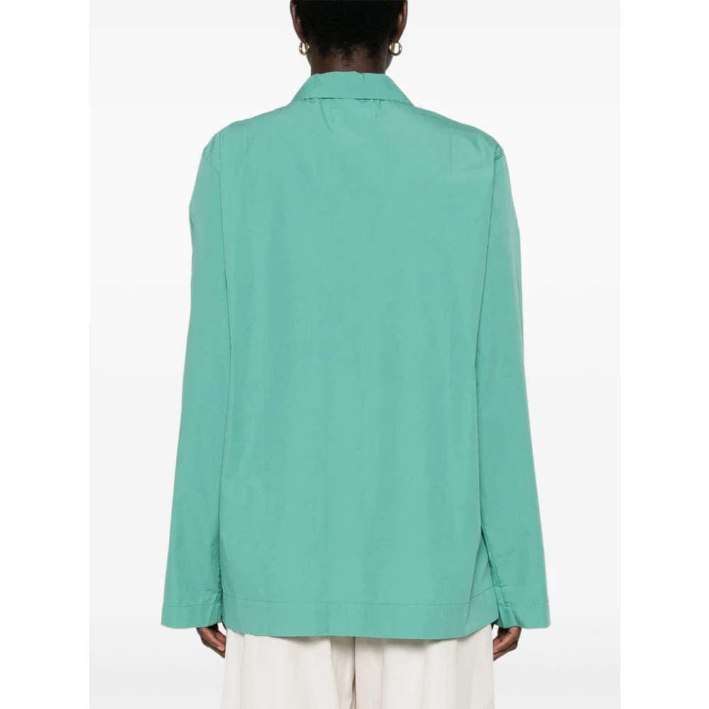 Tekla Groene Katoenen Pyjama met Knoopsluiting Green Dames
