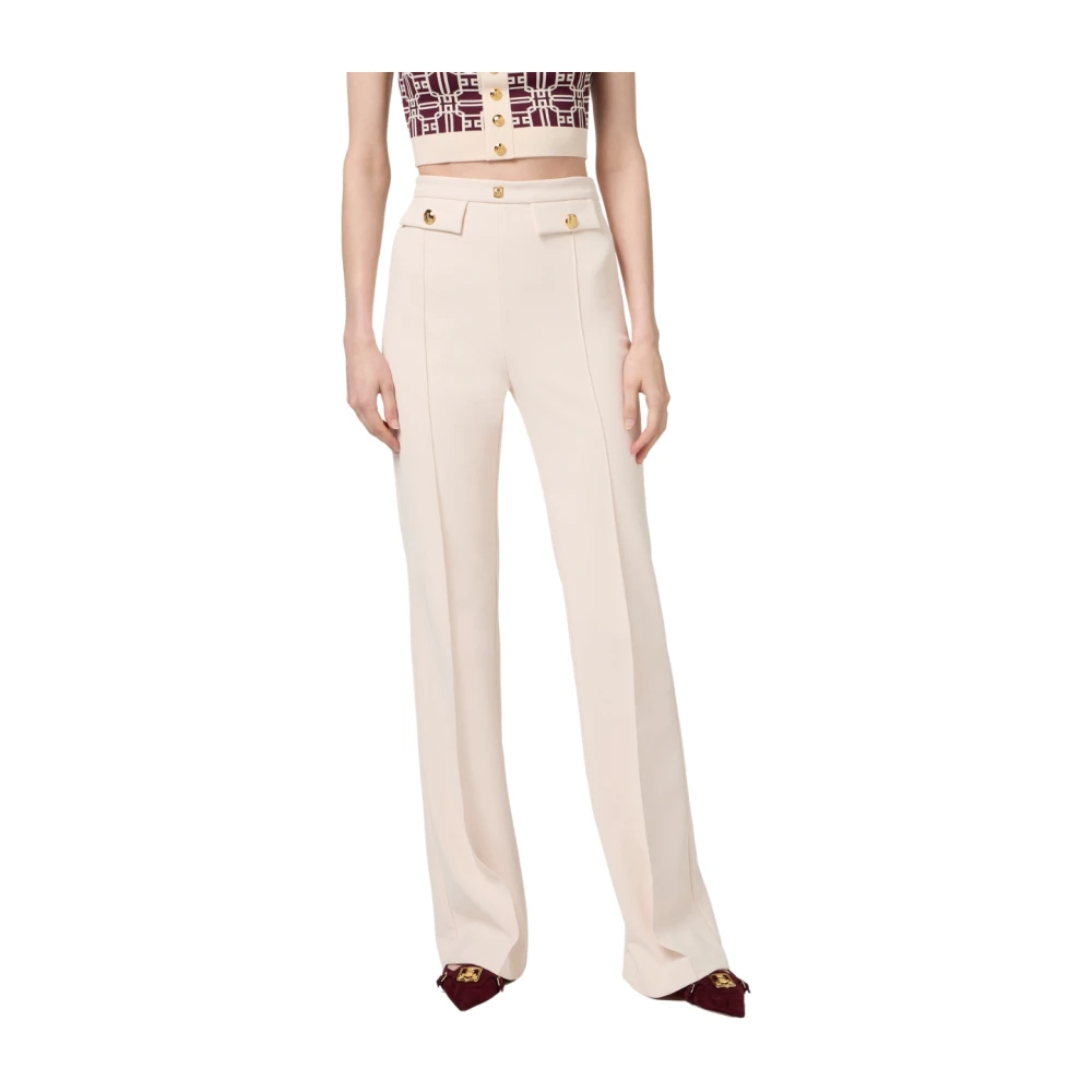 Elisabetta Franchi Wijde broek Beige Dames