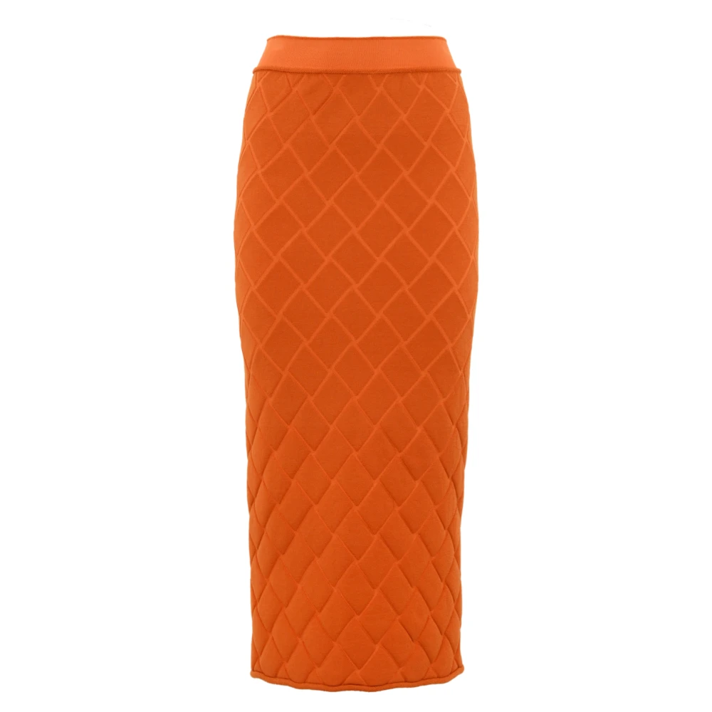 Liviana Conti Diamant Jacquard Wollen Rok Orange Dames