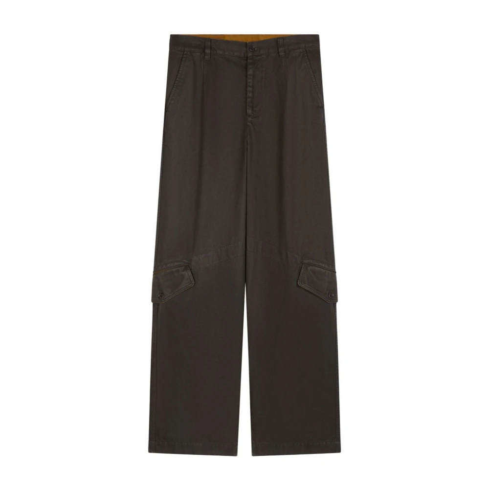 Dries Van Noten Katoenen loszittende broek met klepzakken Brown Heren