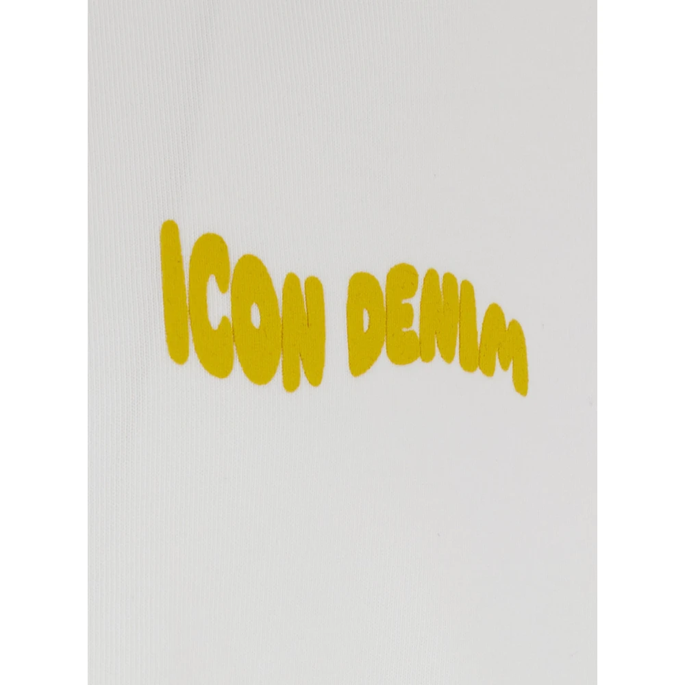 Icon Denim Witte Crewneck T-shirt met Logo Letters White Heren